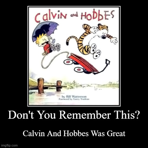 Don't You Remember This? | Calvin And Hobbes Was Great | image tagged in funny,demotivationals | made w/ Imgflip demotivational maker