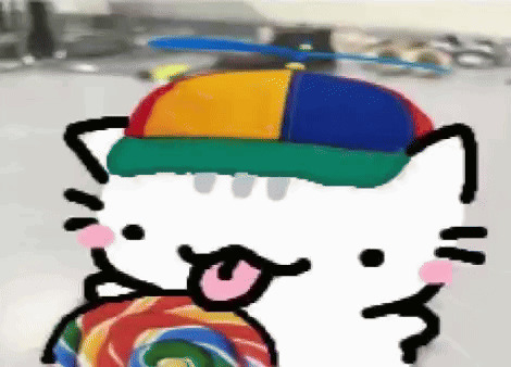 cat licking lollipop Blank Meme Template