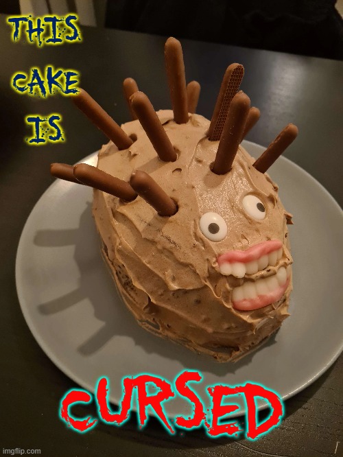 Hot Dog Coffee Cake with False Teeth | THIS
CAKE
IS; CURSED | image tagged in vince vance,cursed image,cake,false teeth,weiners,hot dogs | made w/ Imgflip meme maker