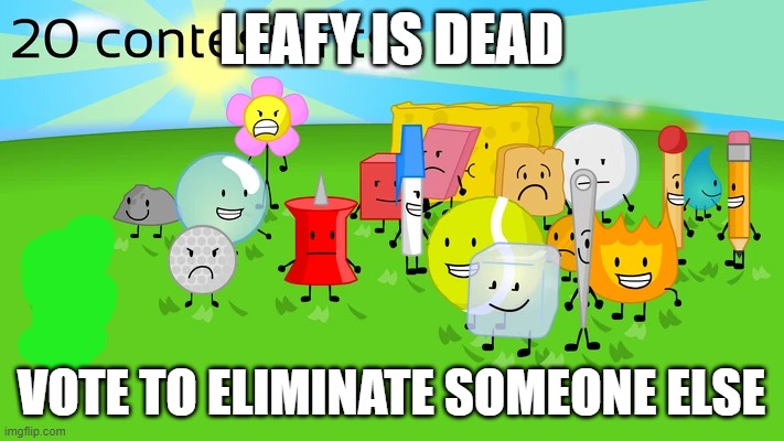 and you only have 1 vote. also votes for non-contestants are invalidated | LEAFY IS DEAD; VOTE TO ELIMINATE SOMEONE ELSE | made w/ Imgflip meme maker