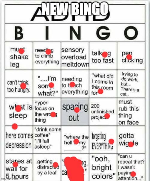 had an old one | NEW BINGO | image tagged in adhd bingo | made w/ Imgflip meme maker