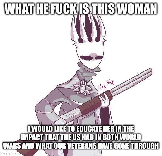 Pake king is not amused. | WHAT HE FUCK IS THIS WOMAN I WOULD LIKE TO EDUCATE HER IN THE IMPACT THAT THE US HAD IN BOTH WORLD WARS AND WHAT OUR VETERANS HAVE GONE THRO | image tagged in pake king is not amused | made w/ Imgflip meme maker