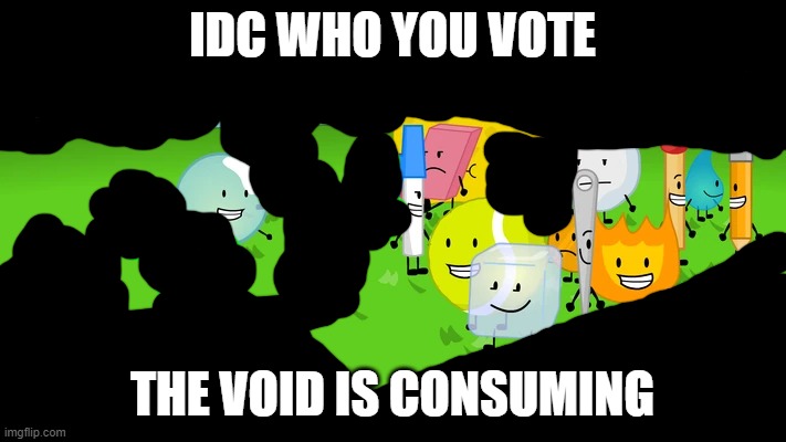 IDC WHO YOU VOTE; THE VOID IS CONSUMING | made w/ Imgflip meme maker