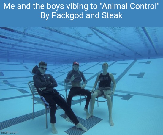 Banger | Me and the boys vibing to "Animal Control"
By Packgod and Steak | image tagged in me and the boys underwater,anti furry | made w/ Imgflip meme maker