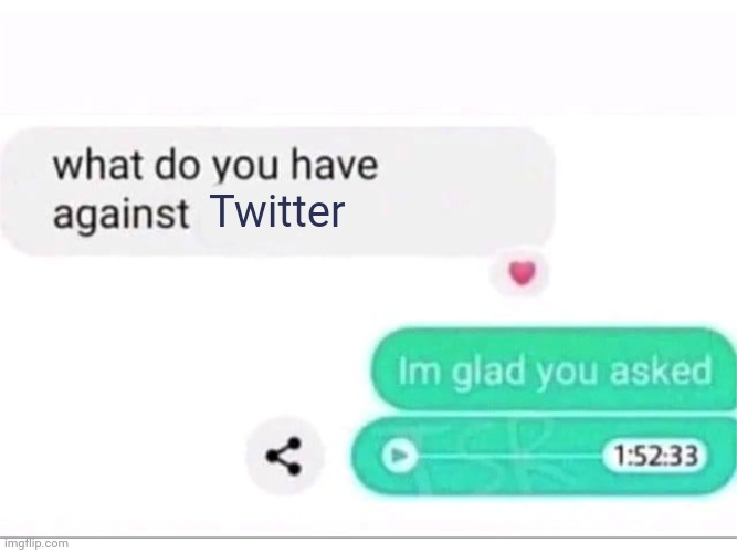 Twitter literally horrible | Twitter | image tagged in what do you have against ___,twitter,social media,memes,website,site | made w/ Imgflip meme maker