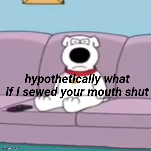 mad brian | hypothetically what if I sewed your mouth shut | image tagged in mad brian | made w/ Imgflip meme maker