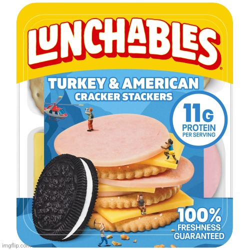 Lunchables Cracker Stackers, Turkey & American - 3.2 oz | image tagged in lunchables cracker stackers turkey american - 3 2 oz | made w/ Imgflip meme maker