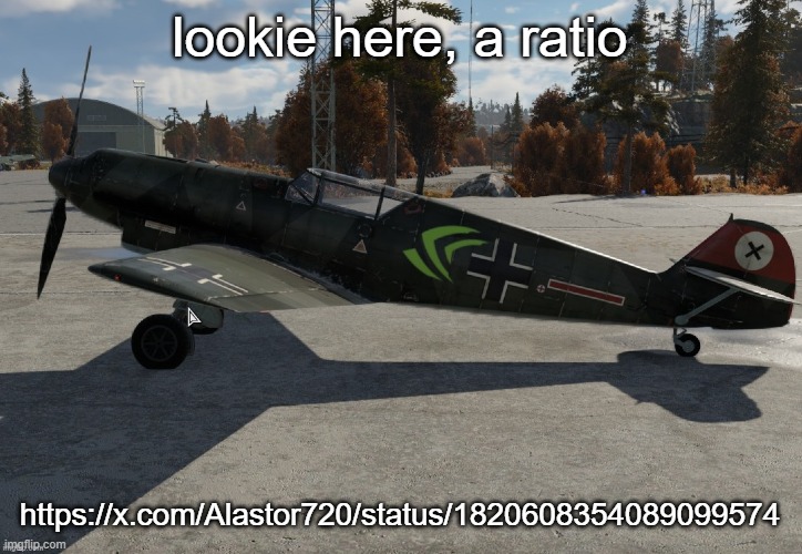 Nvidia plane | lookie here, a ratio; https://x.com/Alastor720/status/1820608354089099574 | image tagged in nvidia plane | made w/ Imgflip meme maker