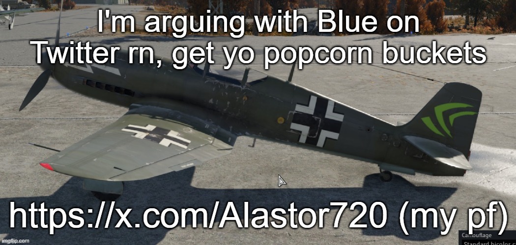 Nvidia plane | I'm arguing with Blue on Twitter rn, get yo popcorn buckets; https://x.com/Alastor720 (my pf) | image tagged in nvidia plane | made w/ Imgflip meme maker