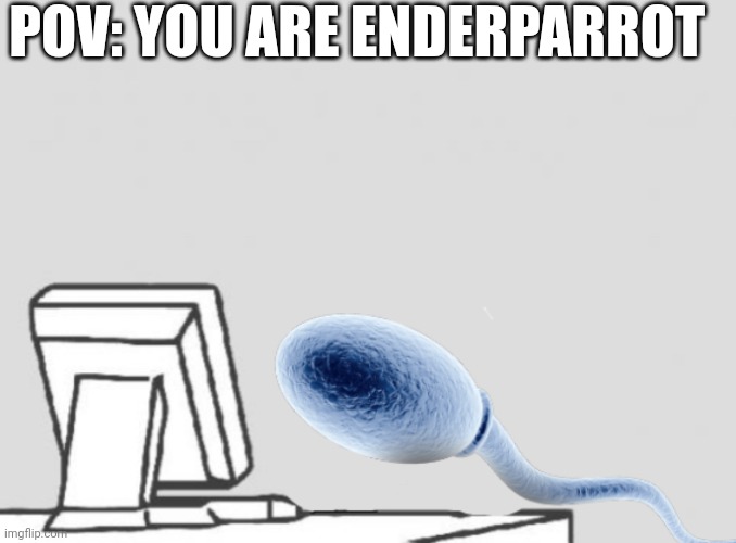 Sperm sitting at computer | POV: YOU ARE ENDERPARROT | image tagged in sperm sitting at computer | made w/ Imgflip meme maker