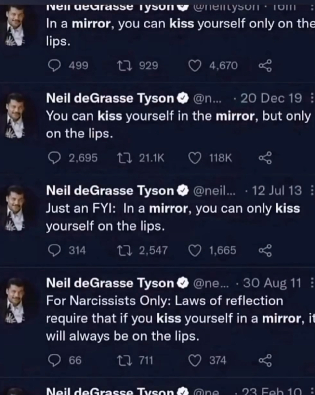 High Quality In a mirror you can kiss yourself but only on the lips Blank Meme Template