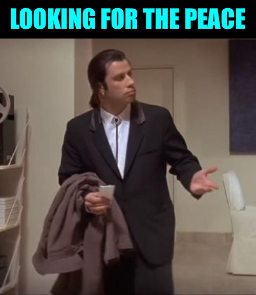 Confused Travolta | LOOKING FOR THE PEACE | image tagged in confused travolta | made w/ Imgflip meme maker