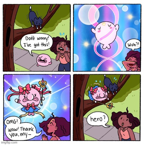 Sailor Blobby | image tagged in cat,tree,sailor moon,blobfish | made w/ Imgflip meme maker