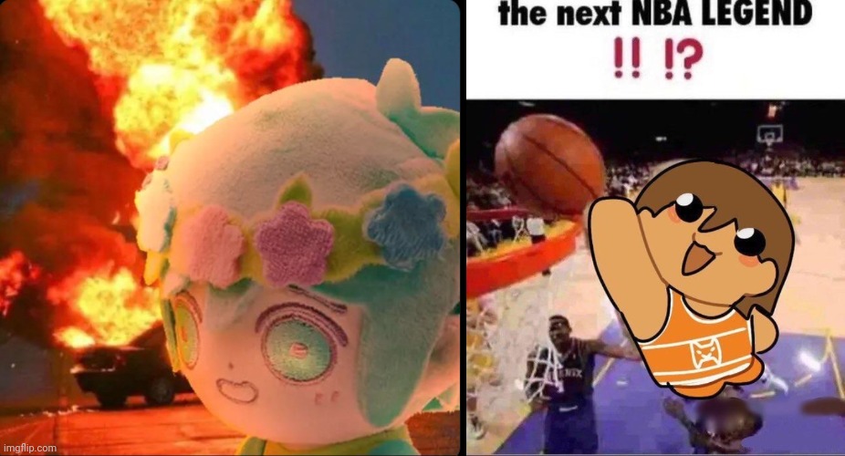 the 2 best characters from.OMORI that were ruined by the fandom :'( | image tagged in disaster basil,nba | made w/ Imgflip meme maker