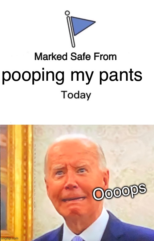 Have you seen this man? Last seen pretending to be president at the WH, name is Joe but responds to Brandon also… | pooping my pants; Oooops | image tagged in memes,marked safe from | made w/ Imgflip meme maker