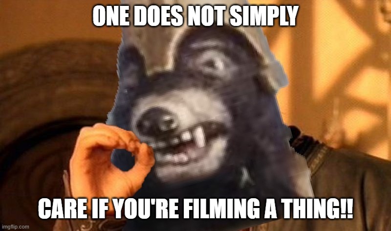 One Does Not Simply Care If You're Filming A Thing | ONE DOES NOT SIMPLY; CARE IF YOU'RE FILMING A THING!! | image tagged in one does not simply | made w/ Imgflip meme maker