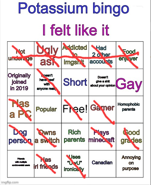 Potassium bingo v3 | image tagged in potassium bingo v3 | made w/ Imgflip meme maker