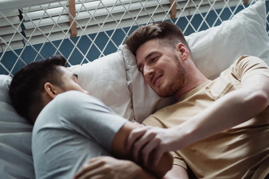 High Quality Two men in bed together Blank Meme Template