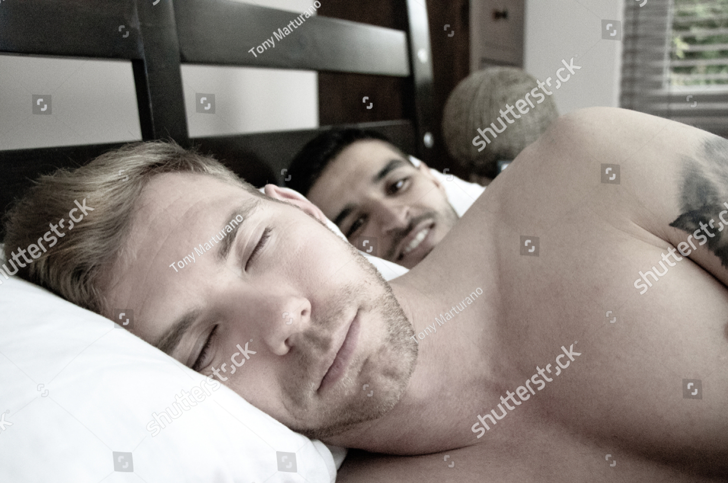 Two men in bed together Blank Meme Template