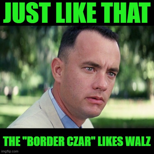 And Just Like That Meme | JUST LIKE THAT; THE "BORDER CZAR" LIKES WALZ | image tagged in memes,and just like that | made w/ Imgflip meme maker