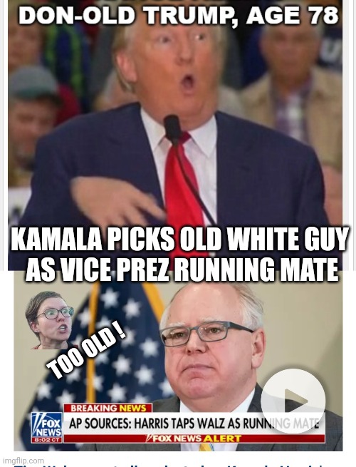 Old man Walz destroyed Minneapolis | KAMALA PICKS OLD WHITE GUY
 AS VICE PREZ RUNNING MATE; TOO OLD ! | image tagged in leftists,liberals,democrats | made w/ Imgflip meme maker