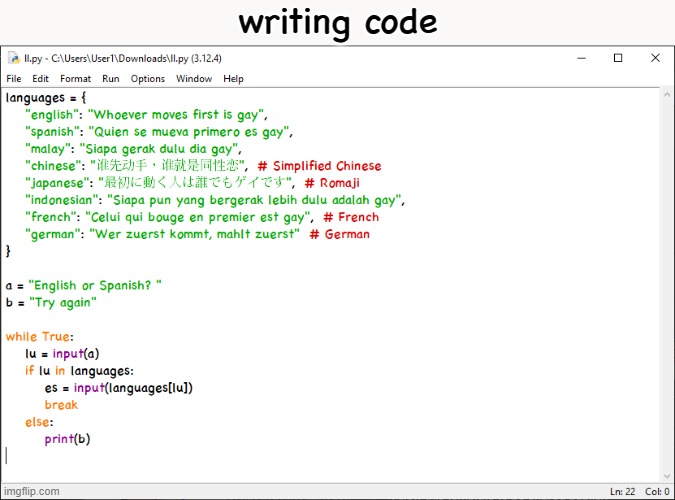 writing code | made w/ Imgflip meme maker