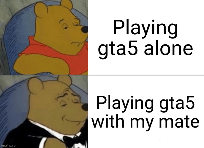 Playing gta5 | Playing gta5 alone; Playing gta5 with my mate | image tagged in memes | made w/ Imgflip meme maker