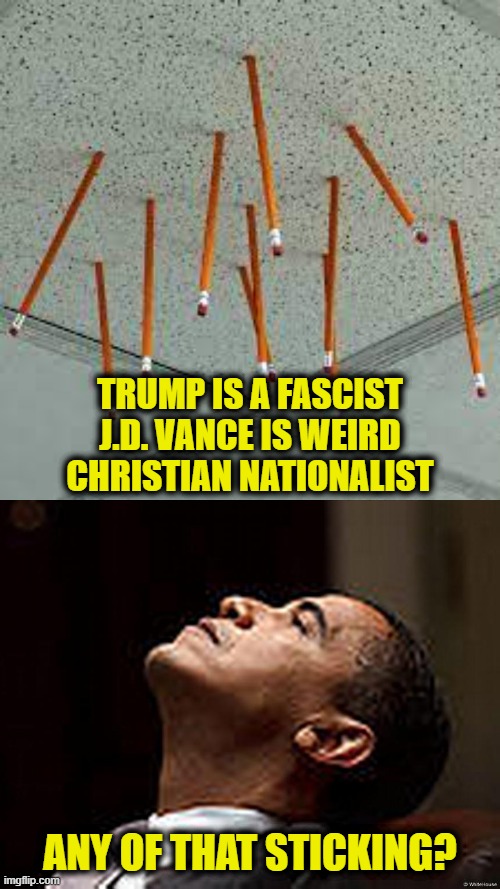 DNC strategy session | TRUMP IS A FASCIST
J.D. VANCE IS WEIRD
CHRISTIAN NATIONALIST; ANY OF THAT STICKING? | image tagged in dnc | made w/ Imgflip meme maker