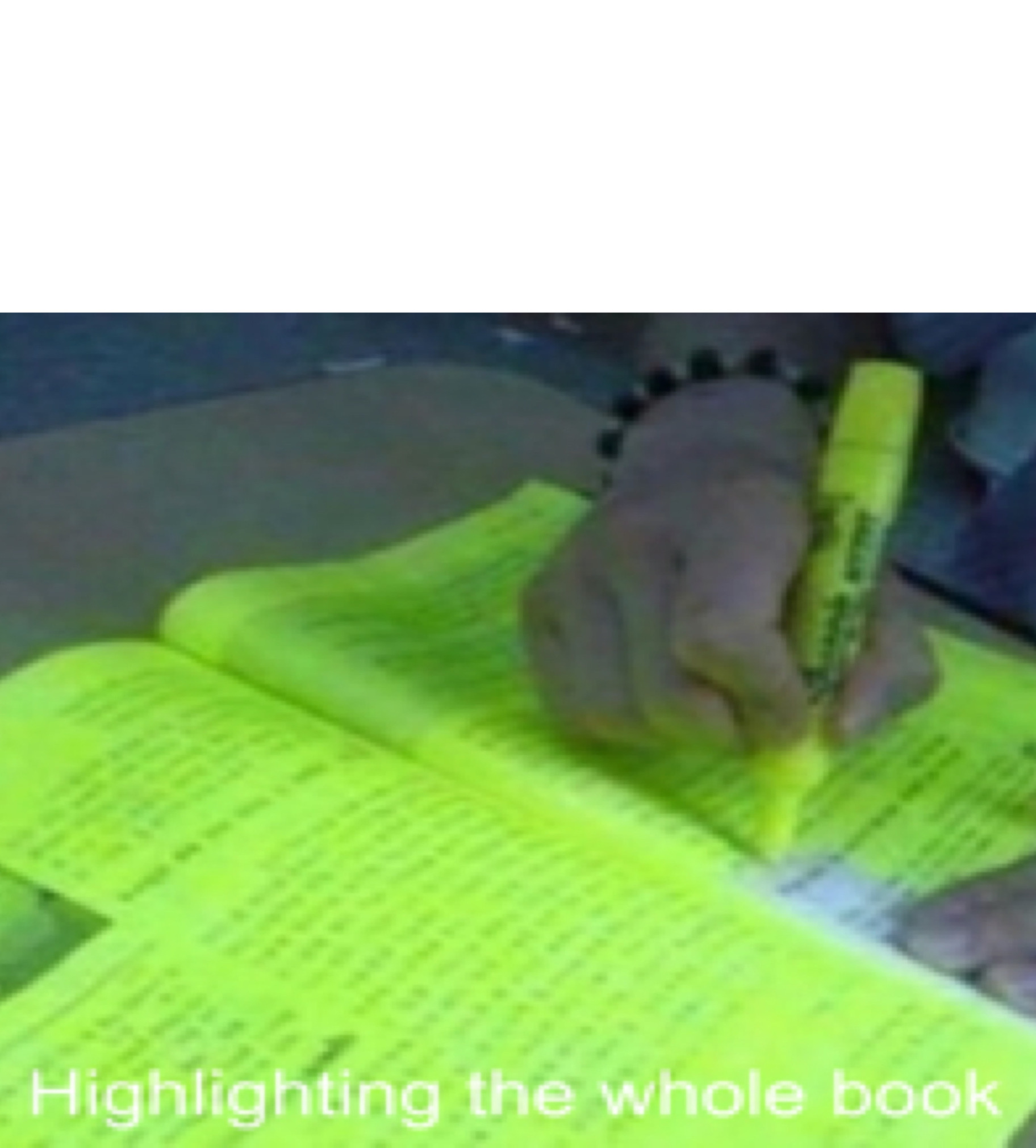 Highlighting the whole book Blank Meme Template