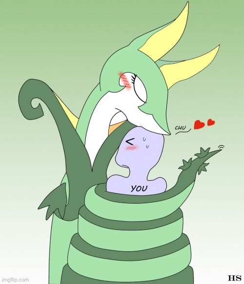 Awwwwwwwwwwwwww I guess that’s how serperior show affection | image tagged in pokemon | made w/ Imgflip meme maker