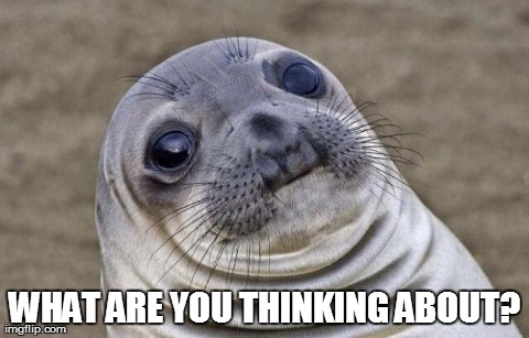 Awkward Moment Sealion Meme | WHAT ARE YOU THINKING ABOUT? | image tagged in memes,awkward moment sealion,AdviceAnimals | made w/ Imgflip meme maker