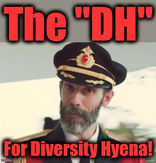 Captain Obvious | The "DH" For Diversity Hyena! | image tagged in captain obvious | made w/ Imgflip meme maker