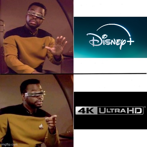 Disney+? Nah, 4K Blu-ray | image tagged in levar burton hotline bling | made w/ Imgflip meme maker