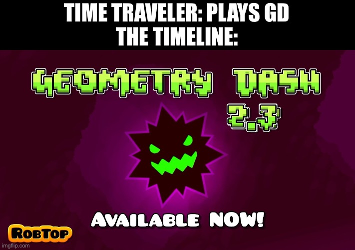 TIME TRAVELER: PLAYS GD
THE TIMELINE: | made w/ Imgflip meme maker