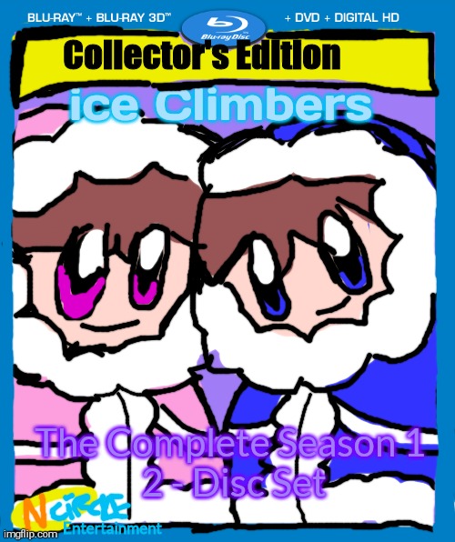 ice Climbers The Complete Season 1 On DVD By N Circle | Collector's Edition; ice Climbers; The Complete Season 1 
2 - Disc Set; Entertainment | image tagged in transparent dvd case,dvd cover art,popo and nana,ice climbers,n circle entertainment,ice climbers the animated series | made w/ Imgflip meme maker