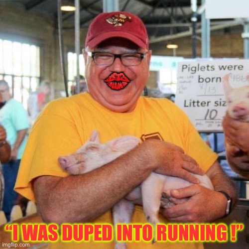 I WAS FREAKING DUPED !!!  : ) | 💋; “I WAS DUPED INTO RUNNING !” | image tagged in tim walz | made w/ Imgflip meme maker