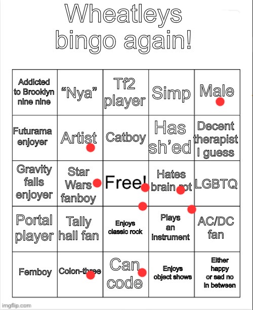 :3 | image tagged in wheatleys bingo again | made w/ Imgflip meme maker