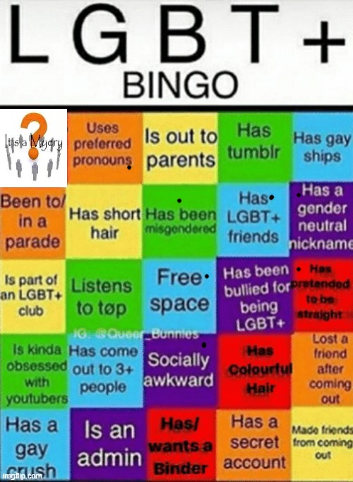 LGBTQ bingo | image tagged in lgbtq bingo | made w/ Imgflip meme maker