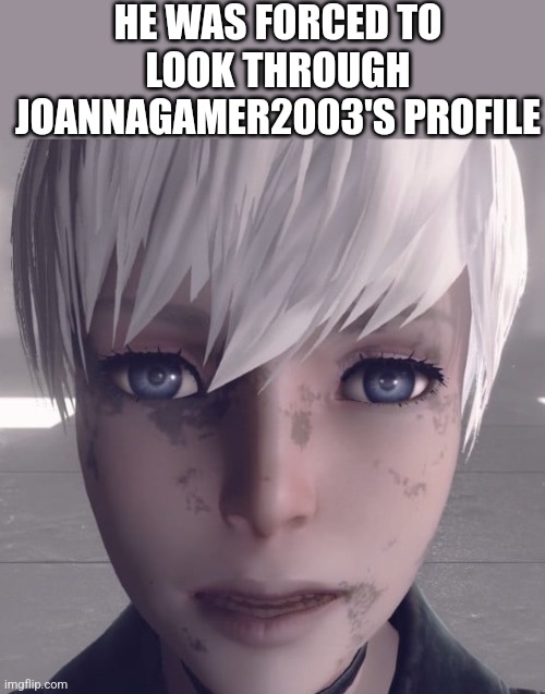 if ykyk | HE WAS FORCED TO LOOK THROUGH JOANNAGAMER2003'S PROFILE | made w/ Imgflip meme maker