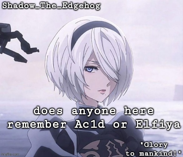 Shadow's 2B Template | does anyone here remember Ac1d or Elfiya | image tagged in shadow's 2b template | made w/ Imgflip meme maker