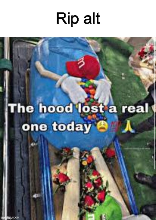 The hood lost a real one today | Rip alt | image tagged in pluh | made w/ Imgflip meme maker