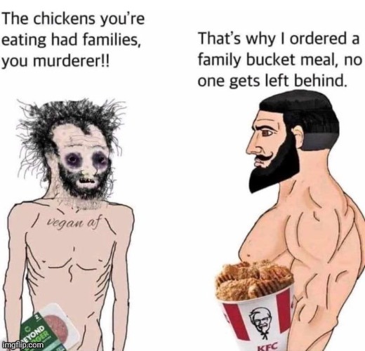 Yummers, family bucket meal | image tagged in chicken,reposts,repost,memes,chickens,kfc | made w/ Imgflip meme maker