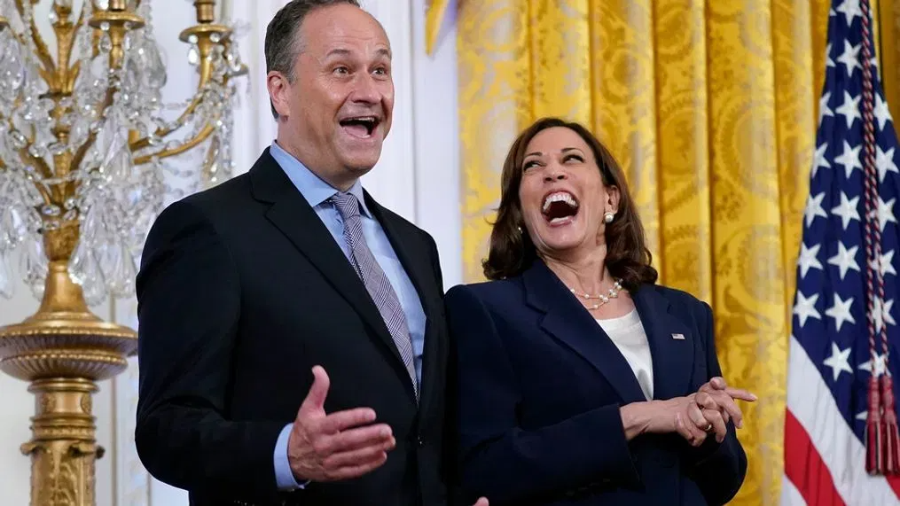 Doug and Kamala Laughing Blank Meme Template