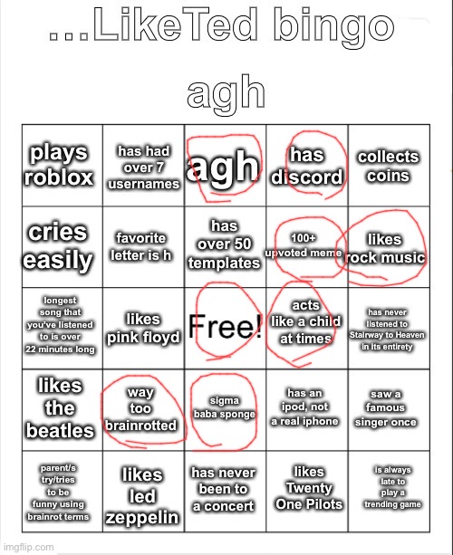 …LikeTed bingo | image tagged in liketed bingo | made w/ Imgflip meme maker