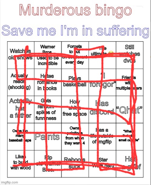 Murderous bingo | image tagged in murderous bingo | made w/ Imgflip meme maker