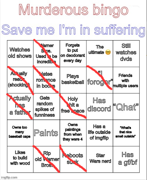 Murderous bingo | image tagged in murderous bingo | made w/ Imgflip meme maker