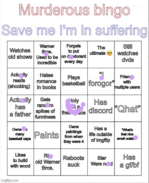 Lavender note: hey thats my colour | image tagged in murderous bingo | made w/ Imgflip meme maker