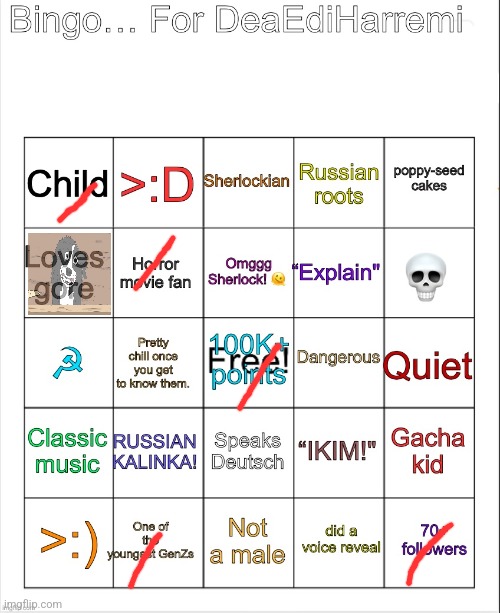 I counted my main acocunt | image tagged in custom-made deaharremi bingo | made w/ Imgflip meme maker