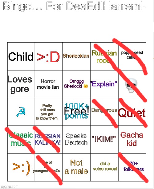 Custom-MAde DeaHarremi Bingo | image tagged in custom-made deaharremi bingo | made w/ Imgflip meme maker