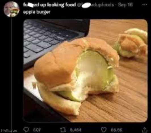 Apple Burger | image tagged in cursed image,why are you reading the tags | made w/ Imgflip meme maker